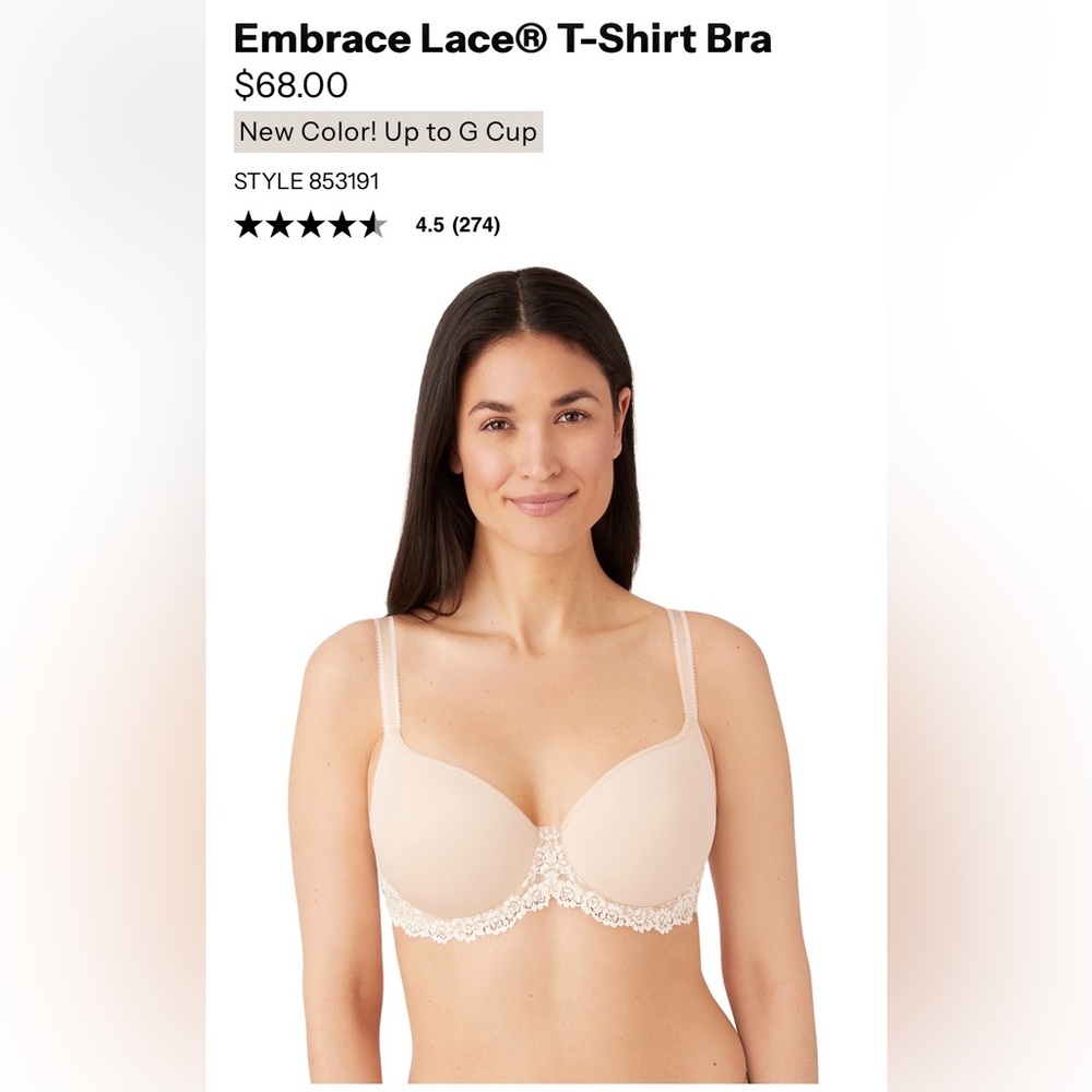 BRAND NEW Wacoal Embrace Lace T-Shirt Bra 36DDD